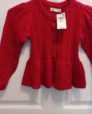 Epic Threads Red Cable Knit Button-Front Cardigan With Flare Bottom